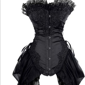 Sexy Black Gothic Corset with short skirt